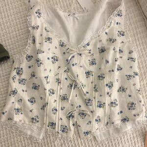 Reformation White Floral Lace Blouse